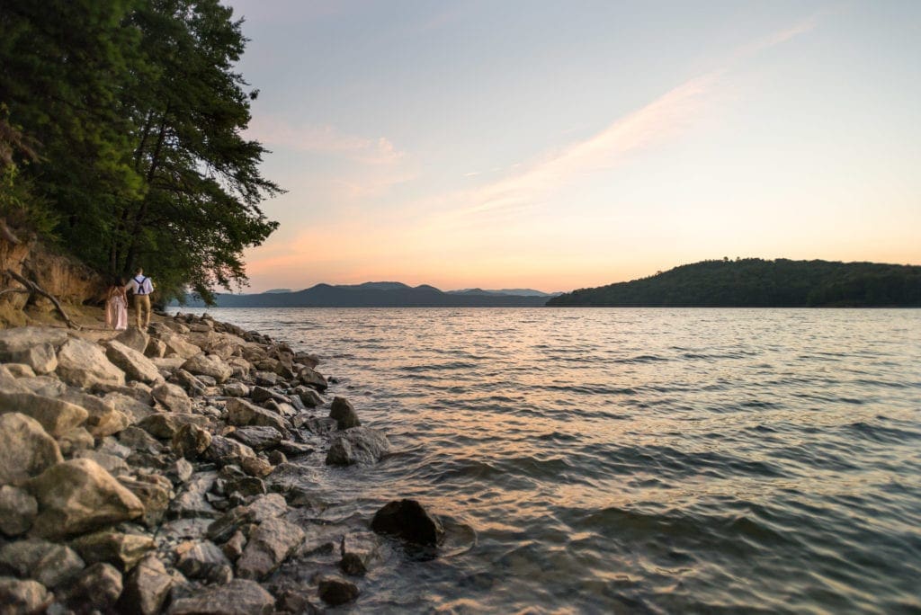 Southeast adventure elopement photographer at a lakeside wedding in South Carolina