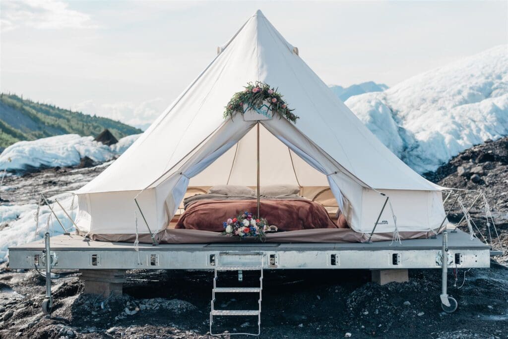 This is a picture of an eco-conscious tent built in Alaska.