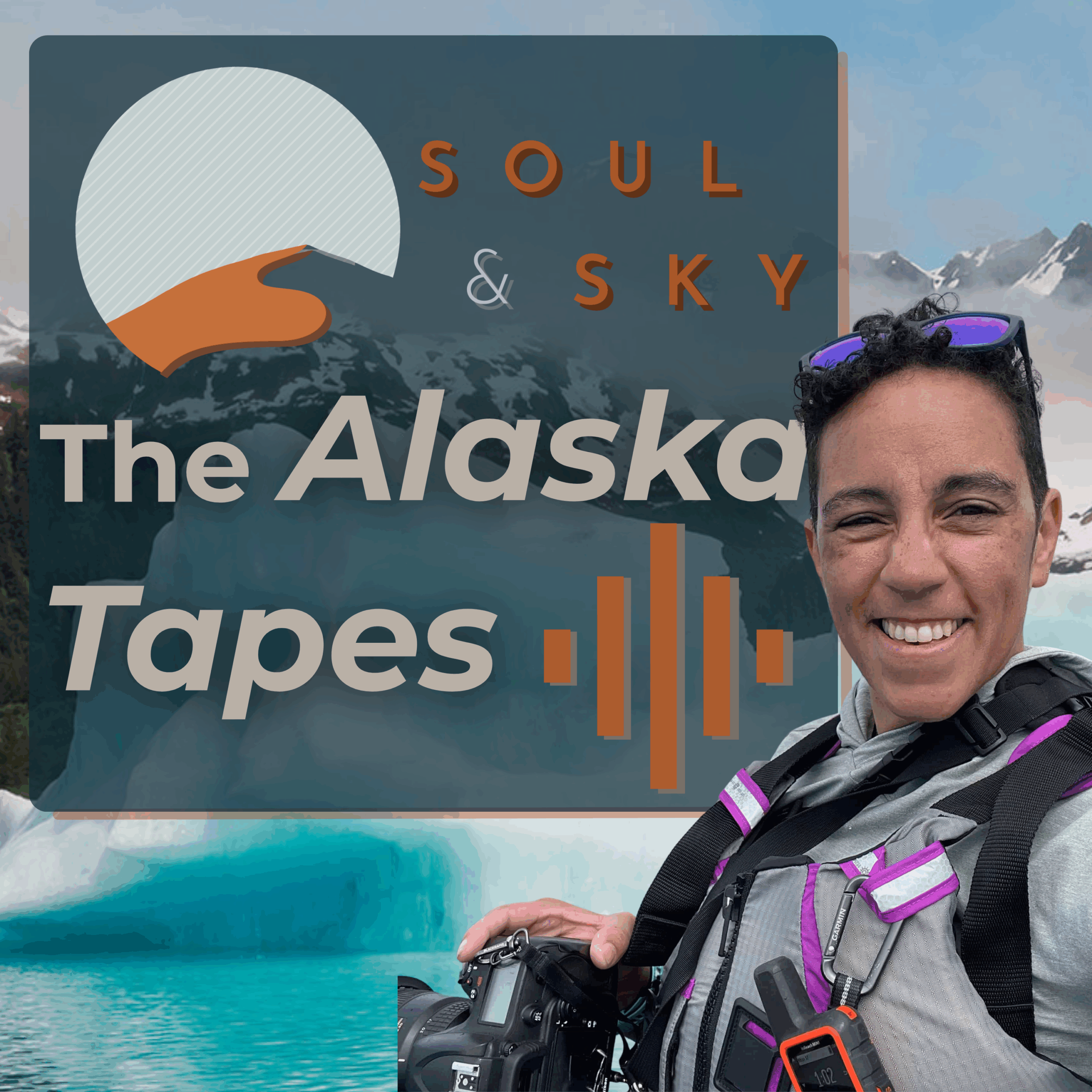 The Alaska Tapes by Kate Okenatez-Mahoney of Soul & Sky Weddings podcast logo.